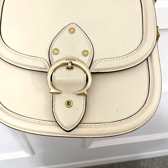 COACH Glovetanned Leather Beat Saddle Bag B4/Ivory One Size - Picture 4 of 15